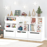UTEX Kids Bookshelf and Toy Storage Organizer, Toddlers Bookcase with Cubbies, Adjustable Wood Shelf with Drawer for Bedroom, Playroom, Nursery, White UTEX