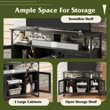 WLIVE TV Stand 55 inch TV,Tall Entertainment Center with Storage, Farmhouse Industrial TV Console for Bedroom Living Room, Charcoal Black WLIVE