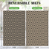 Mattitude Waterproof Outdoor Rug 5x8 Ft Outdoor Plastic Straw Rug Reversible Patio Rug Large Outdoor Carpet Area Rug for Patio Backyard Picnic Beach Camping RV Black & Beige Mattitude