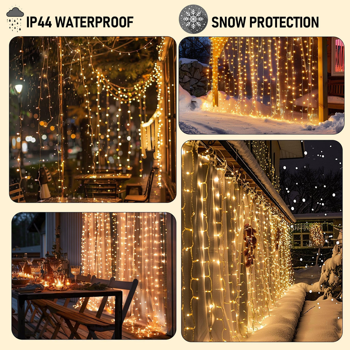 Dazzle Bright 300 LED Curtain Lights, Plug in Fairy Curtain Lights for Bedroom, Christmas Hanging String Lights Outdoor for Window Backdrop Wall Wedding Patio Indoor Dorm Party Decor, Warm White Dazzle Bright