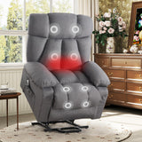 Oversized Power Lift Recliner Chair with Vibration Massage&Heat for Elderly,Classic Upholstered Breathable Fabric Lounge Chair with Side Pockets,USB Charge Port for Living Room,Only One Package Grey Sofetura