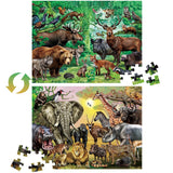 BenBen Puzzles for Kids Ages 4-6, Double Sided 100 Piece Puzzles for Kids, Wild Animals, Learning Educational Jigsaw Puzzles Toys for Boys Girls (15.75” x 11.75”) BenBen