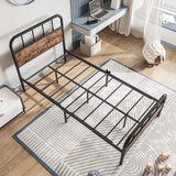 Elegant Home Products Metal Bed Frames with Heavy Duty Steel Slat,Hearboard and Footboard No Box Spring Needed Easy Assembly for Living Room(Twin,Black) Elegant Home Products