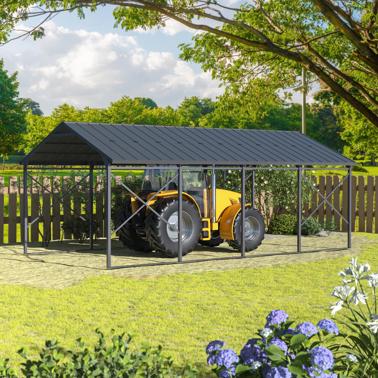 ALAULM 12x22 FT Heavy Duty Carport with Galvanized Steel Roof and Enhanced Frame, Durable Metal All Weather Carport Garage for Cars,Trucks,Boats,and Tractors ALAULM