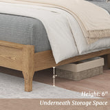 Cozyman Queen Size Solid Oak Wood Bed Frame with Headboard - No Box Spring Required, 800Lb Capacity, Easy Assembly in Dark Oak Cozyman