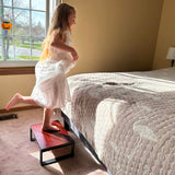 Solid Wooden Step Stool Heavy Duty, Portable Wood Step Stool Non-Slip, Lightweight Step Stool for Bed Easy Assembly, Bed Steps for High Beds for Adults, Holds Up to 350 lbs RORKEE