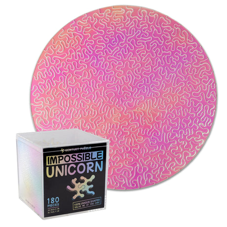 Impossible Unicorn - Round Unique Jigsaw Puzzle, Unique Color Changing Iridescent Acrylic 180 Pieces Challenge Game for Adults Gift DIY by GEMTURT (180 Pieces) GEMTURT PUZZLE