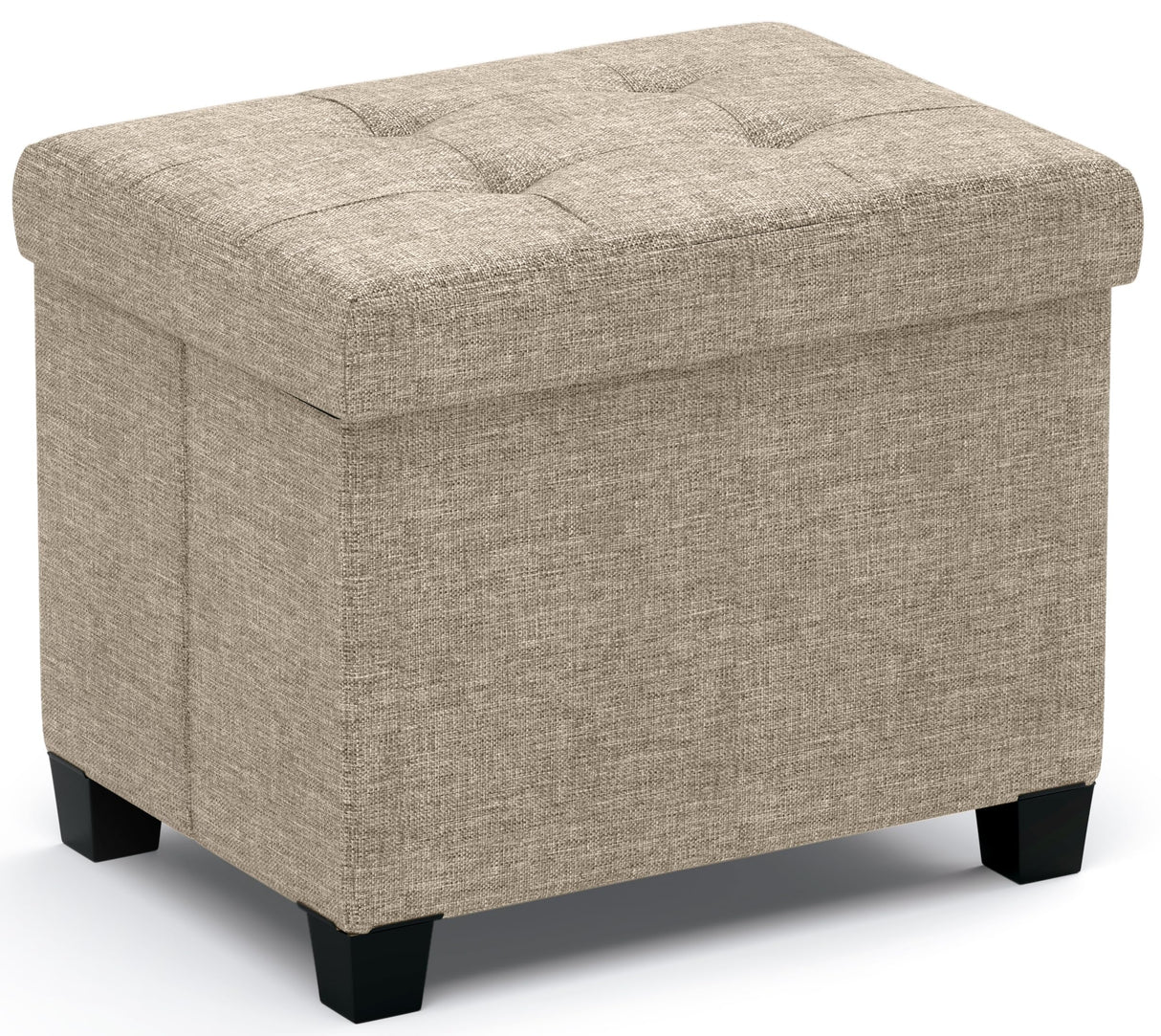Ornavo Home Storage Ottoman Small Rectangle Ottoman with Legs, Foot Rest Stool Seat, Load up to 600 LB, for Living Room, Bedroom, Home Office, Dorm - 12 x 16 x 12, Tan Ornavo Home