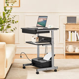 Yaheetech 22 in Laptop Computer Table Home Office Desk with Power Outlet for Small Space, Mobile Compact Corner Desk with Charging Station and USB Ports on Wheels, Student Writing Desk Table, Black Yaheetech