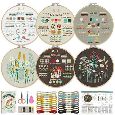 CYANFOUR 6 Stage Embroidery Kit for Beginners Adults, Easy to Learn 38 Different Stitches from Instruction & Video, Needlepoint Kits for Adults with Stamped Embroidery Patterns.