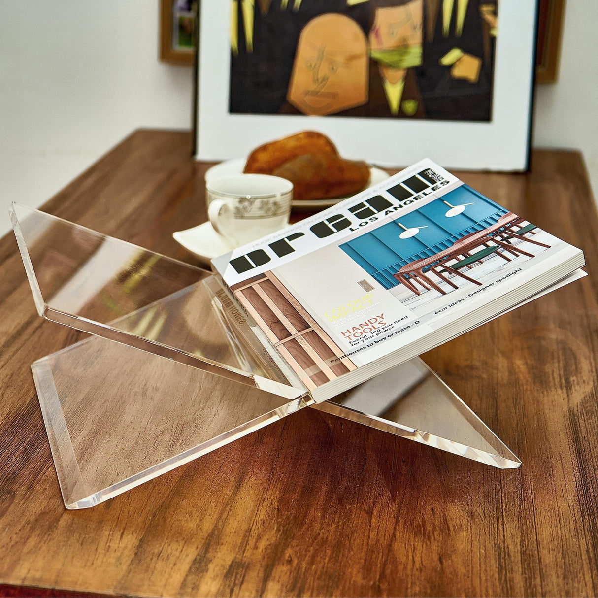 Honygebia Clear Acrylic Book Stands - Cross Frame Acrylic Book Holder, Open Bookstand for Display and Reading, Suitable for Art, Bible, Cookbook, Easel, Magazine, Textbooks 12.5" x 9.5" x 5.5" Honygebia