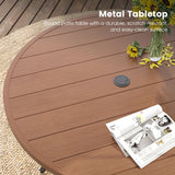 DIFY 11 Pieces Outdoor Patio Dining Set, 10 Brown Stackable Padded Textilene Dining Chairs and 60" Walnut Round Metal Dining Table, Outdoor Table and Chairs for Lawn Garden Backyard Deck DIFY