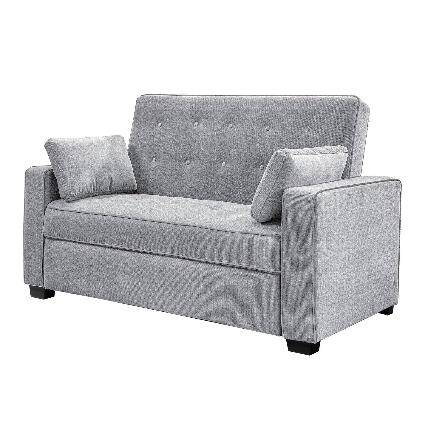 Lifestyle Solutions Ainsley Full Size Convertible Loveseat, Light Grey