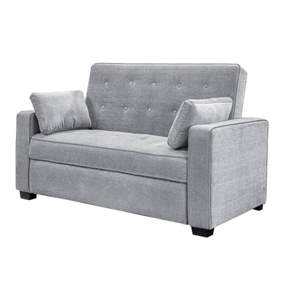 Lifestyle Solutions Ainsley Full Size Convertible Loveseat, Light Grey