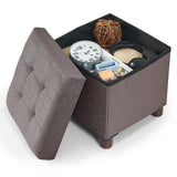 BRIAN & DANY Small Storage Ottoman Cube, Folding Ottoman with Storage, Foot Stool Seat with Wood Legs, for Living Room and Bedroom, 12.6"x12.6"x12.8" - Brown BRIAN & DANY