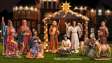 Complete 12pc Outdoor Nativity Set 51" Tall - Lifelike High Res, Sturdy 22 Gauge Flat Metal, Strong Windguard Bracing. Includes Baby Jesus, Joseph, Mary, Shepherds, Wisemen, Animals THREE KINGS GIFTS THE ORIGINAL GIFTS OF CHRISTMAS