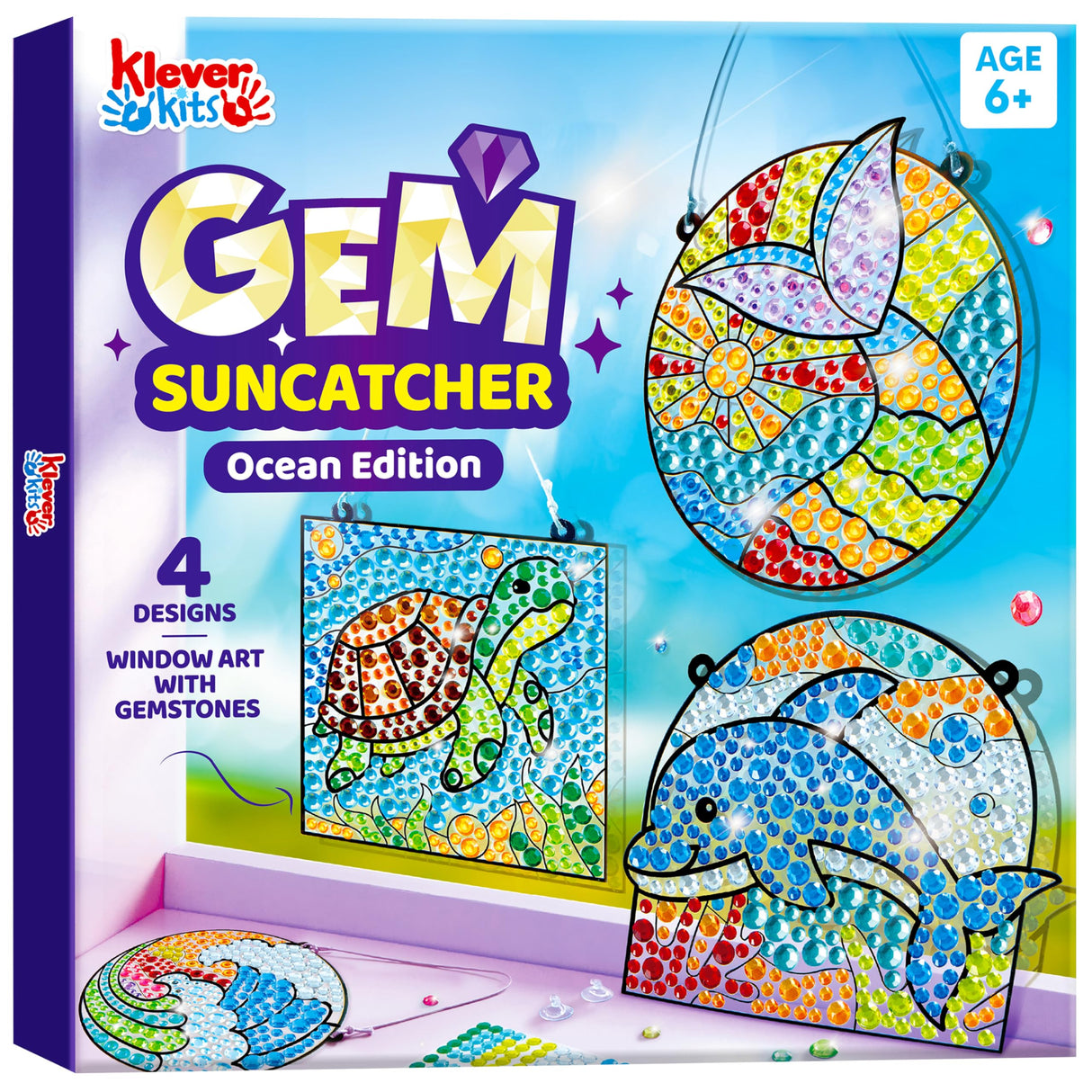 Klever Kits Diamond Art Kits for Kids, 4PCS Gem Painting Kit, Window Art Suncatchers Mosaic Kits Crafts for Girls Boy Birthday Gifts Toys Age 6+ Klever Kits