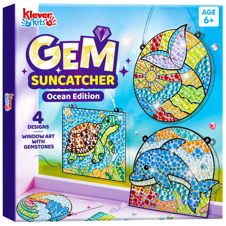 Klever Kits Diamond Art Kits for Kids, 4PCS Gem Painting Kit, Window Art Suncatchers Mosaic Kits Crafts for Girls Boy Birthday Gifts Toys Age 6+ Klever Kits