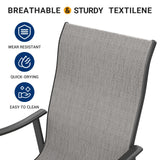 UDPATIO Patio Chairs Bar Stools Set of 4,Outdoor Bar Height Chairs with High Back and Armrest,Metal Frame and Breathable Textilene for Balcony,Pool,Deck,Garden(Grey White) UDPATIO