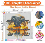 igoodom Diamond Art Kits for Adults, Elephant Diamond Painting Kit, Full Drill Round Elephant Diamond Art Kits, DIY Gem Art and Crafts for Home Wall Decor Gift 14x14inch igoodom