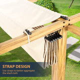 HAPPATIO 10' X 10' Pergola Retractable Pergola Canopy for Backyard, Garden, Patio; Woodgrain-Look Aluminum Pergola with Retractable Pergola Canopy, Includes Anchors and Expansion Screws (Beige) HAPPATIO