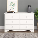 Prepac Sonoma 6 Drawer Dresser for Bedroom, Wide Chest of 6 Drawers, Bedroom Furniture, Ideal for Clothes Storage and Organization, 16"D x 48"W x 29"H, White Prepac