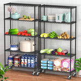 Folews Heavy Duty Storage Shelves 5-Tier, Wire Shelving Unit with Wheels & Adjustable Feet Metal Shelf Rack for Garage, Kitchen, Pantry, Laundry Room 400 Lbs Per Shelf - 14x36x75 Folews