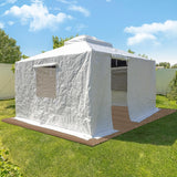 Domi 10' x 12' Universal Winter Gazebo Cover for Hardtop Gazebos,Outdoor Waterproof Enclosed Cover with Sidewalls and Mesh Windows,White (Gazebo not Included) domi outdoor living