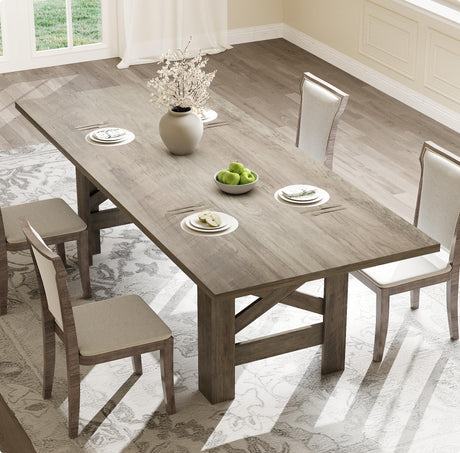 Garvee Wood Farmhouse Dining Table for 6-8, Heavy Duty Large Kitchen Table, 70.87" Long Rectangular Dining Room Tables with Strong Legs, Thickness Tabletop, for Big Family, Dinette, Rustic Gray Garvee