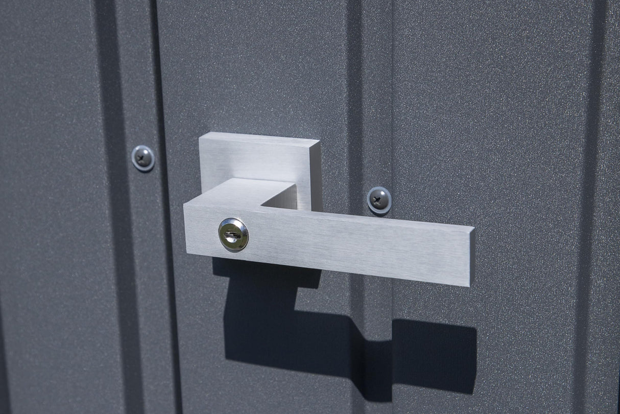 Arrow Shed Elite 6' x 4' Tall Outdoor Steel Storage Shed with High Gable and Lockable Doors Storage Building with Pent Roof, Anthracite Arrow