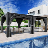 SUNBURY 10'X 20' Louvered Pergola, Aluminum Outdoor Pergola with 4 Adjustable Roof, All-Weather Use, Netting & Privacy Curtains, Waterproof Patio Shade Cover for Patio, Backyard, Lawn, Garden, Black SUNBURY