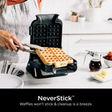 Ninja BW1000C Belgian Waffle Maker, Nonstick, 5 Shade Settings, Easy to Clean, Black/Silver, 12 inch Ninja