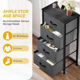 DWVO Storage Tower with 4 Drawers - Fabric Dresser, Organizer Unit for Bedroom, Living Room, Closets - Sturdy Steel Frame, Easy Pull Fabric Bins & Wooden Top DWVO