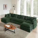 Ravy Concept Sectional Sofa 4 Seater with Movable 2 Ottomans,Oversized Modular Couch Deep Seat (Green, 146.5 inch-U) Ravy Concept