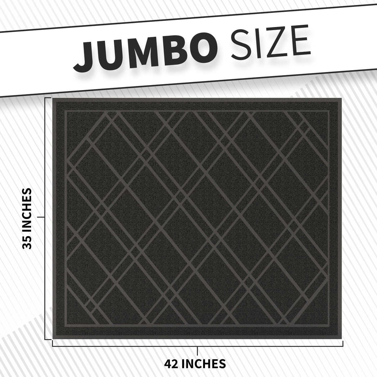 SlipToGrip Universal Door Mat, Plaid Design - Black, 42 x 35 - Anti Slip, Durable & Washable, Outdoor & Indoor Floor Welcome Mat Door Mat Entry -Rug for Garage, Patio, Front Door, Dust Absorbent SlipToGrip