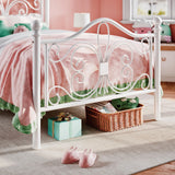 SHA CERLIN Twin Size Bed Frame for Kids,Metal Bed Frame with Butterfly Pattern Design Headboard & Footboard,No Box Spring Needed,Easy Assembly,White SHA CERLIN
