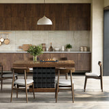 LITTLE TREE 63" Modern Dining Table, Rectangular Dinner Table for 4-6, Farmhouse Kitchen Table, Sturdy Wood Pedestal Base for Kitchen/Dining Room, Rustic Brown & Black LITTLE TREE