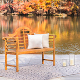 JONATHAN Y BNH103A Lutyens 51.2" 3-Seat Arched 600-Lbs Support Acacia Wood Outdoor Garden Patio Bench for Garden, Lawn, Backyard, Pool, Deck, Beach, Firepit, Teak JONATHAN Y