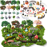 WinnerWhy 116 Pcs Fairy House Accessories Kit Miniature Garden Accessories Terrarium Decoration Mini Diorama Figurines Miniature Landscape Trees Simulated Succulents for DIY Garden Doll House Craft WinnerWhy