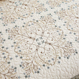 vctops Elegant Embroidered Quilt Set Farmhouse Patchwork Oversized Queen Size Reversible Bedspread Coverlet 3 Piece Cotton Quilted Bedding Set for All Season, 1 Quilt + 2 Pillow Sham (94x102 in) vctops