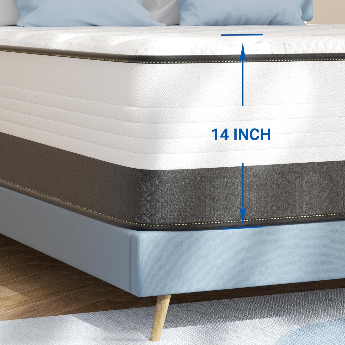 SEMIELO Queen Size Mattress, 14 Inch Queen Mattress in a Box, Hybrid Mattress with Memory Foam and Pocketed Coils for Breathable and Durable Support, CertiPUR-US Certified