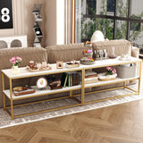 Function Home TV Stand for TVs up to 50 Inch, 3 Tier Entertainment Center, Modern TV Cabinet with Marble Top and Gold Metal Base, 42" Media Console Table with Storage for Living Room Bedroom Function Home