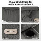 MCombo Large Triple Motor Power Lift Recliner Chair with Massage and Heat for Elderly People, Adjustable Headrest, Infinite Position, USB Ports, Fabric 7662 (Grey, Large) MCombo
