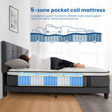 Full Mattress, 14 Inch Pillow Top Hybrid Mattress in a Box Medium Firm Fiberglass-Free, Soft Breathable Pressure Relief Memory Foam Pocket Innerspring Bed, CertiPUR-US Certified PAMYO