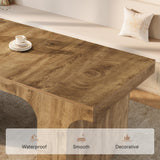 Tribesigns 71-Inch Large Dining Table for 6-8, Farmhouse Wooden Kitchen Table with Arched Design, Rectangular Dining Room Furniture with Double Pedestal for Dinner, Banquet, Natural Wood Grain Tribesigns