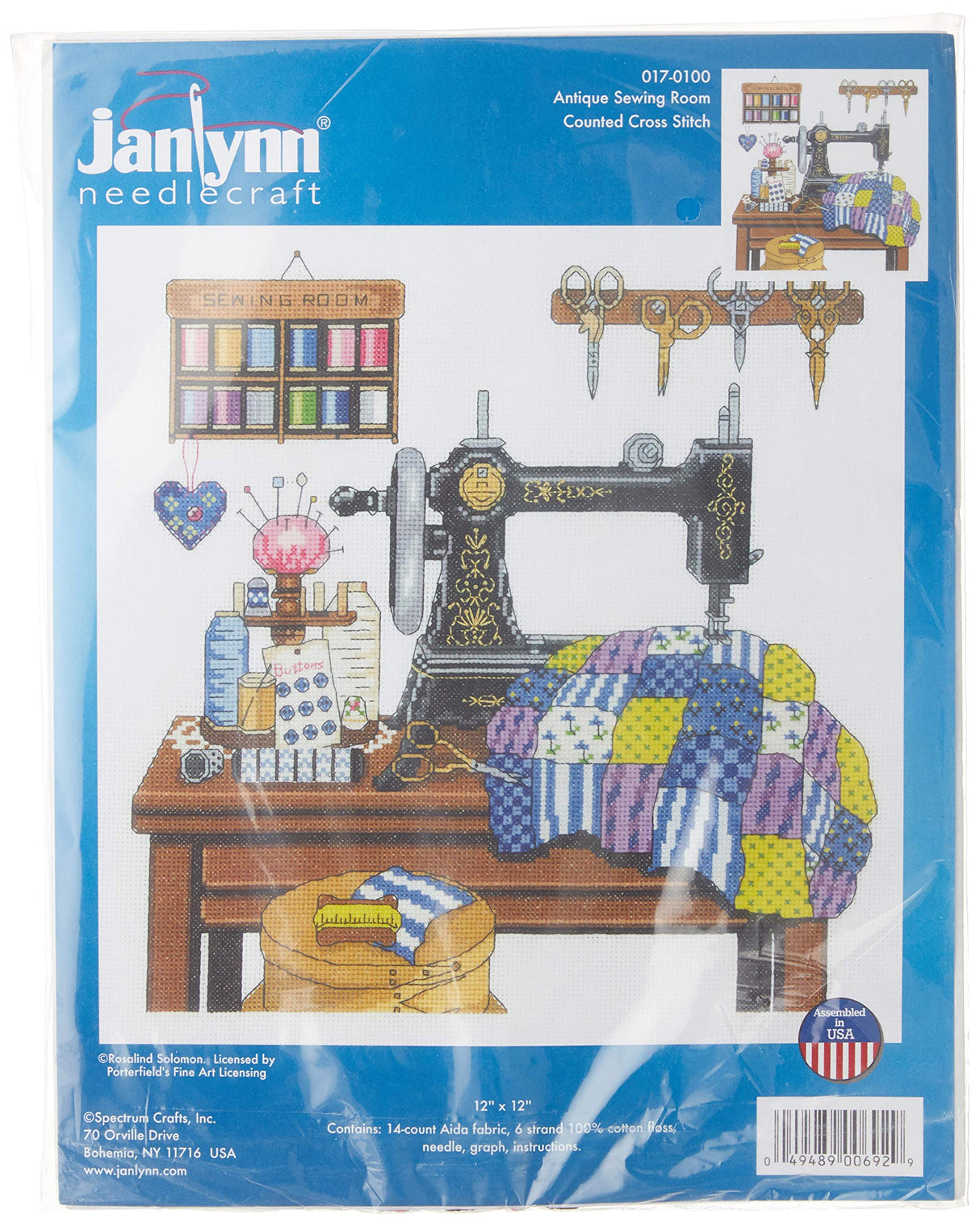 Janlynn 14 Count Antique Sewing Room Cross Stitch Kit, 12 by 12-Inch Janlynn