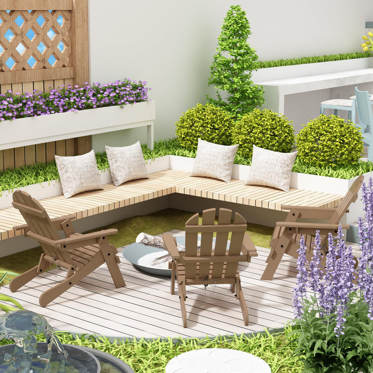 HOLTICO Kids Adirondack Chair, Outdoor Wooden Accent Toddler Adirondack Chair, Folding Adirondack Chair, Comfortable Kids Fire Pit Lounge Chairs for Yard, Garden, Patio HOLTICO