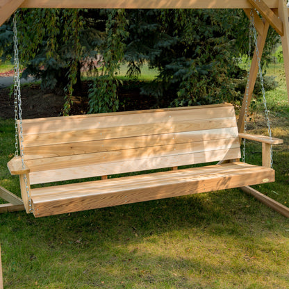 All Things Cedar PS70 Premium Porch Swing | 6Ft Outdoor Furniture & Patio Swing | Handcrafted Western Red Cedar | Comfort Springs, Easy Assembly, Sustainable Outdoor Bench 80.5X 23x 24