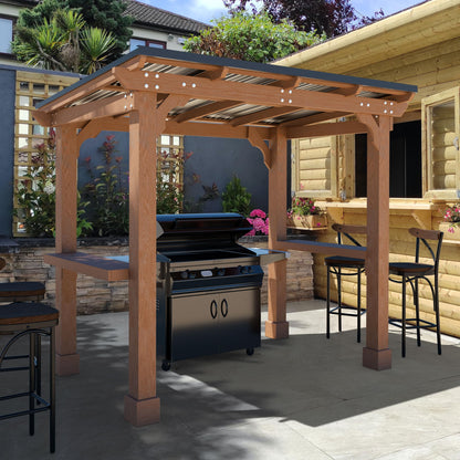 VEIKOU 8’x5’ Grill Gazebo, BBQ Gazebo Shelter with Galvanized Steel Roof, Cedar Frame, Patio Gazebo for Barbecue, Backyard, Garden, Deck - WoodArtSupply