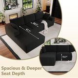 108”Modular Sectional Sofa, 4 Seat Cloud Sectional Couch for living Room with Deep Seat, Modern L-Shape Couch with Oversized Chaise, Upholstered Couches with Waist Pillows, No Assembly Required(Black) B.Sauraseng